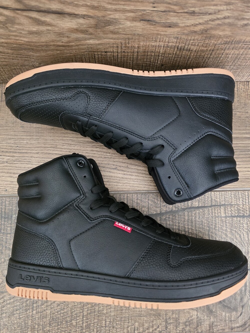 Levi's Men Drive Hi Faux Leather Casual High Top Sneaker Shoe Size 9 All Black